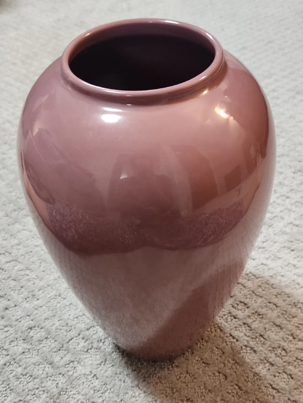 Haeger Vintage 80s Large Ceramic Vase in Dusty Rose Mauve